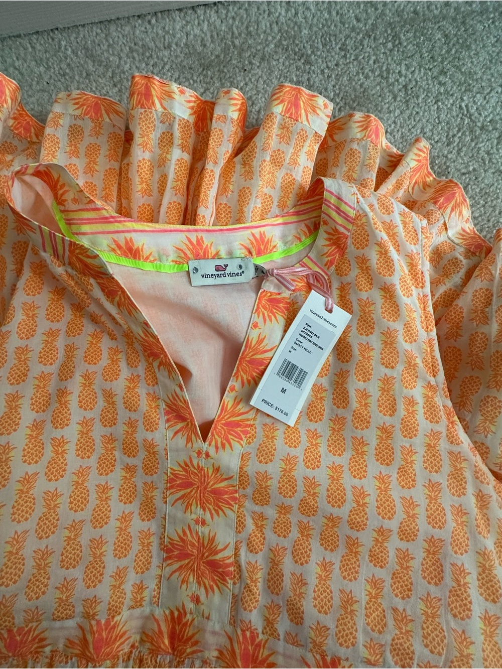 Vineyard Vines Sleeveless Orange Printed Shift Dress - Picture 4 of 4